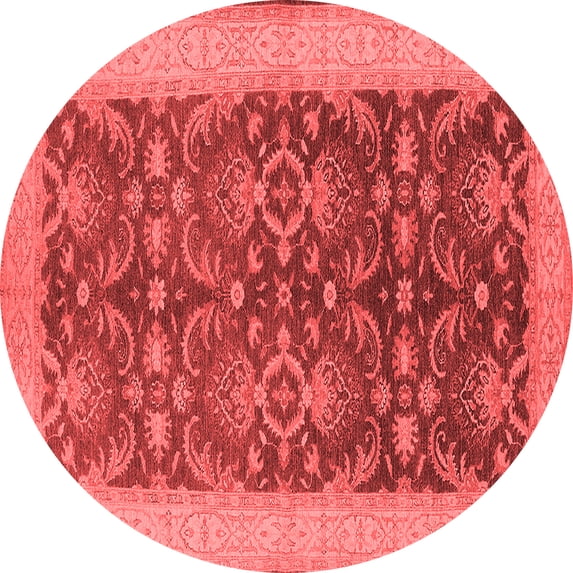 Ahgly Company Indoor Round Oriental Red Traditional Area Rugs, 8' Round