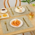 thumbnail image 3 of Placemats Set of 4, Yamaziot Double Layer Cloth Fabric Heat Resistant Place Mat, Washable Reversible Rectangle Dining Table Mats, Linen Style Coffee Khaki, 12"x18", 3 of 9