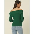 thumbnail image 4 of Unique Bargains Women's Off Shoulder Ribbed Knit Long Sleeve Solid Sweater Pullover Top S Green, 4 of 6