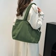 thumbnail image 4 of HUISZJ Corduroy Shoulder Bag, Large Capacity Tote Bag, Versatile Tote Handbag for Travel Commute Work (Green), 4 of 7