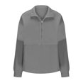 thumbnail image 6 of biudgviw Lounge Sweatshirt for Women Collared Long Sleeve Knit Oversized Shirts Fashion Half Zipped Patchwork Pullover Tops, 6 of 6