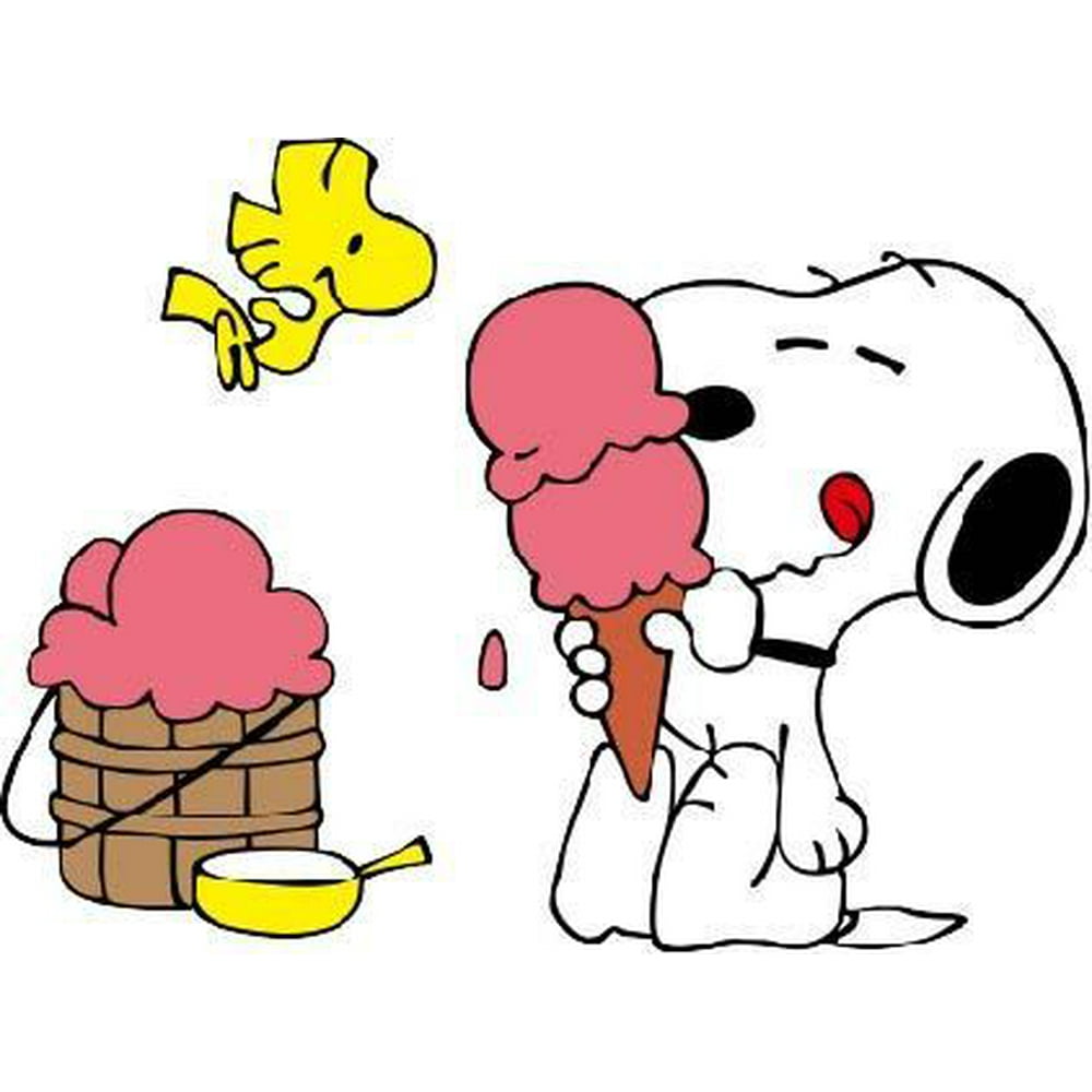 Snoopy Eating Ice Cream The Peanut Family Colored Cartoon Character