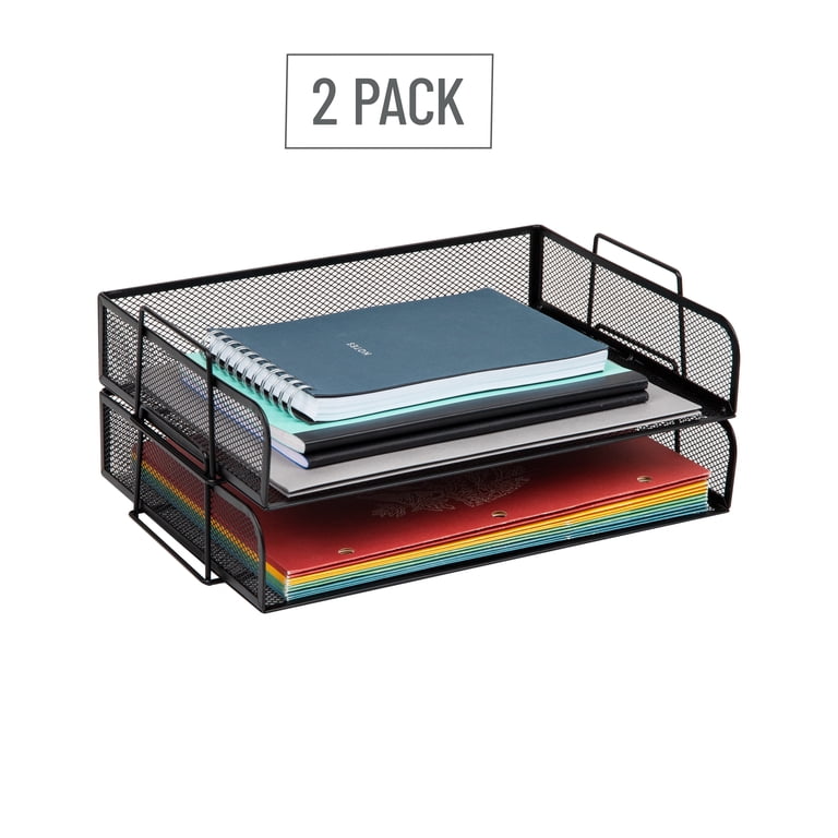 Mind Reader Stackable Paper Tray, 2-Piece Metal Organizer photo 4