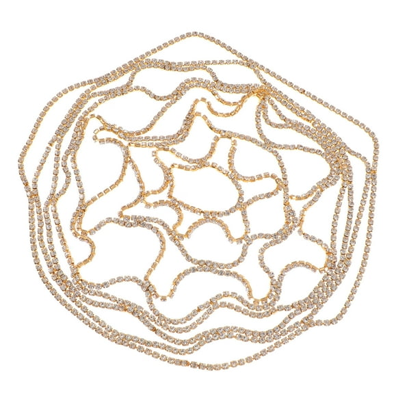 WEUVEB Golden Rhinestone Headwear Wedding Party Accessory Elegant Head Chain