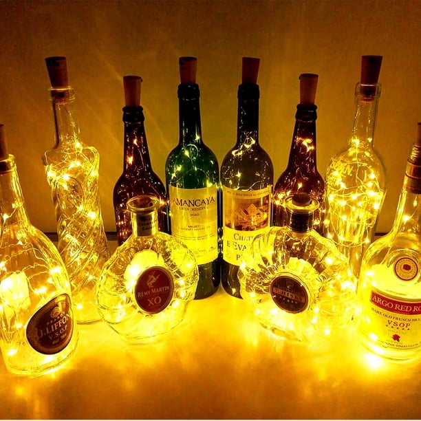 Luces Decorativas Luces Led Para Botellas De Vino 2m 20 Led A Pilas, 20 Uds | Meses Sin Luces Botella Vino Decoración