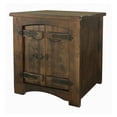 thumbnail image 2 of BenJara Exo 24 Inch Side End Table with Dual Doors, Solid Pine Wood, Rustic Brown, 2 of 5