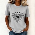 thumbnail image 3 of Uootdi Halloween Womens Tops Short Sleeve Simple Spider Web Heart Graphic Relax Fit Casual T Shirt Halloween Everyday Outfit Blouses, 3 of 8