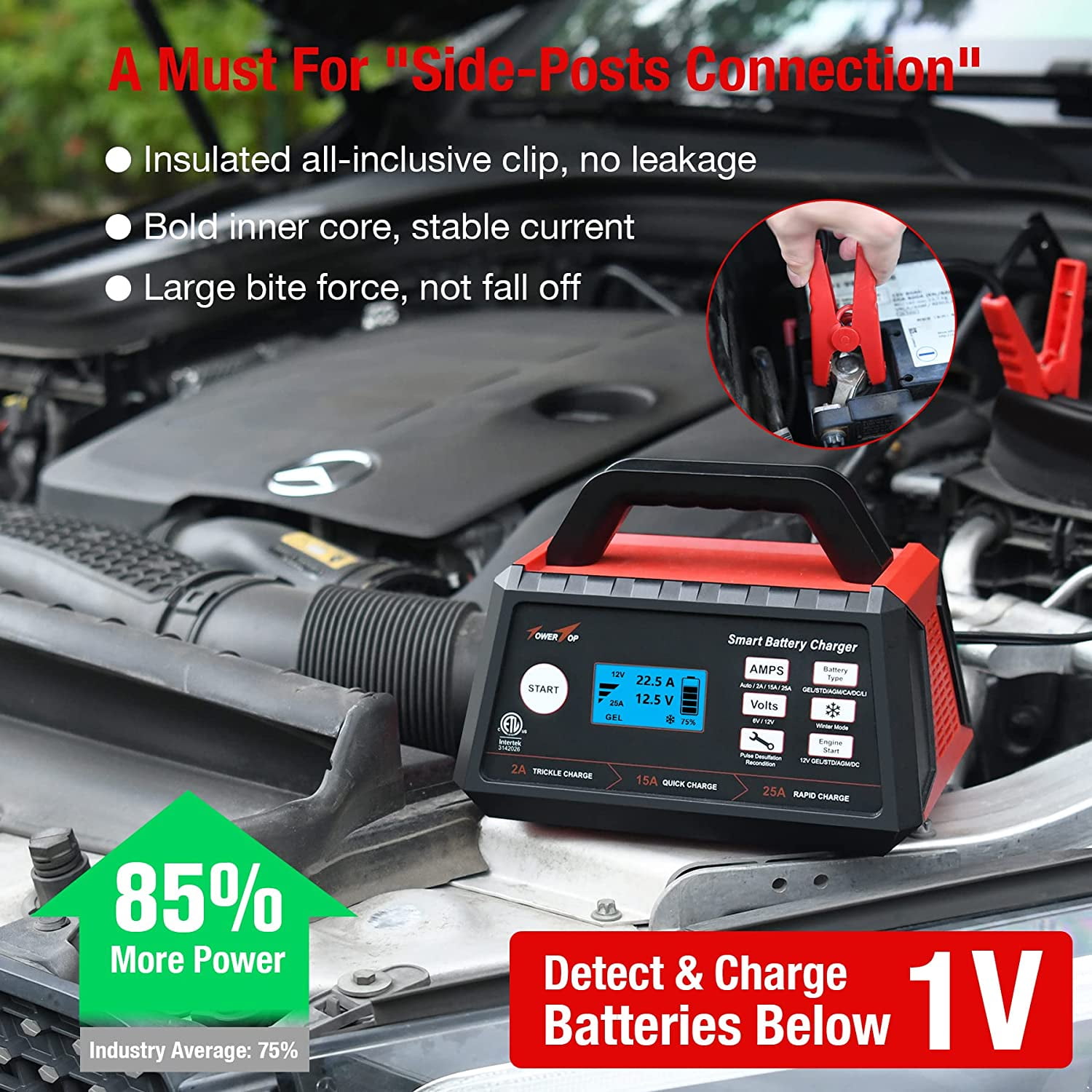  TowerTop 3/15/25 Amp Car Battery Charger, 12V Fully Automatic  Smart Battery Maintainer with Engine Start, Auto Desulfator, Battery  Repair, for All Lead-Acid and LiFePO4 Batteries : Automotive