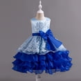 thumbnail image 4 of Girl Ruffle Tiered Tutu Gown Flower Girl‘s Sleeveless Lace Princess Dresses with Big Bowknot Party Ball Tulle Pageant Gowns for Wedding, Birthday, Christmas - 3-10T, 4 of 5