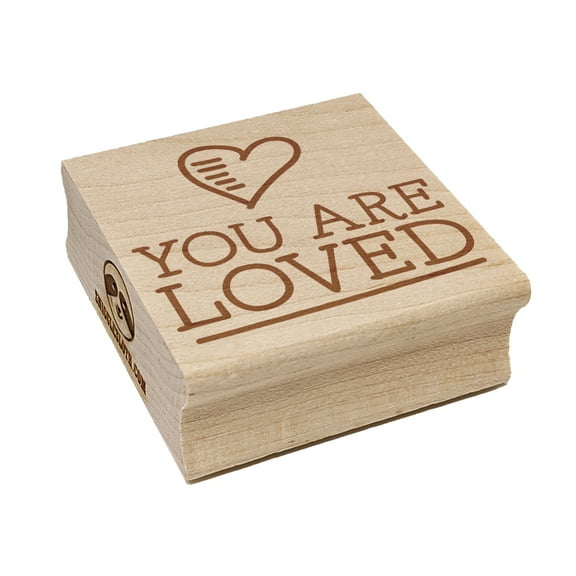You Are Loved Heart Doodle Square Rubber Stamp Stamping Scrapbooking Crafting - Small 1.25in