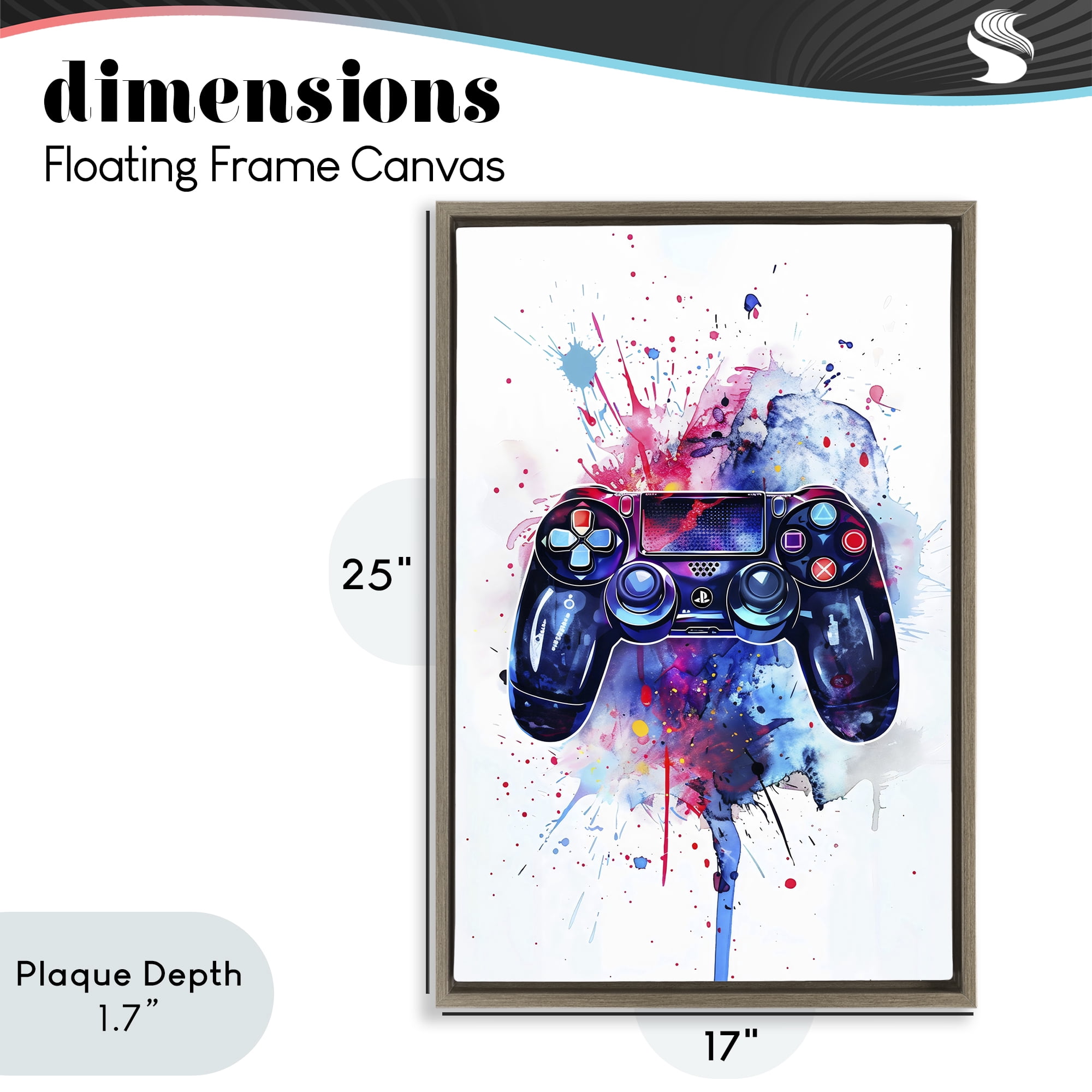 Stupell Industries Burst of Color Controller Brown Framed Floater Canvas Wall Art, design by Creative Studio