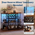 thumbnail image 3 of BeesClover Wine Bar Rack Cabinet with LED Lights and Power Outlet, Mini Wine Bar Cart with Storage and Glass Holder, Home Bar Coffee Bar for Liquor, 3-Tier Bar Table for Kitchen, Living Room, 3 of 7