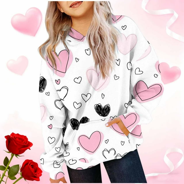 Cowsor Sweat à Capuche pour Enfants / Manches Longues Imprimé Col Rond / Tissu Extensible Doux / Tenue Décontractée Chaude pour École Quotidienne / Garçons Filles 2-14 Ans