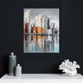 thumbnail image 4 of HENGT New York Wall Art Manhattan River Poster Abstract Canvas Cityscape Skyline Buildings Grey Gold Textured Artwork Painting for Modern Living Room Bedroom Home Office Wall Decor, 4 of 4