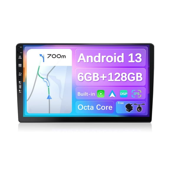 Torovo - [6G 128G, 8-Core] - Android 13 IPS Universal Car Stereo - Wireless CarPlay/Android Auto - LED Camera & MIC - 10.1 Inch 2 Din - DSP Steering Wheel WiFi DAB Fast-boot 360-Camera AHD