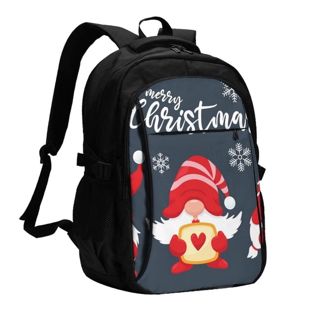 Disketp Cute Christmas Gnomes (2) Mochila de Viaje Estampada para Laptop con Puerto de Carga USB, Mochila Impermeable para Computadora – Regalo para Hombres y Mujeres