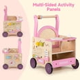 thumbnail image 3 of OLAKIDS Wooden Baby Walker, Activity Center Push Walking Toy with Wheels, Montessori Rattan Doll Stroller for Babies Boys Girls 12-36 Months, 3 of 10