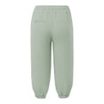 thumbnail image 5 of JJHGVB capris pants Cropped Pant Elastic Waist women's capris Wide Leg pantalones capri mid-calf length Slacks Straight Leg Pants pedal pushers for women gaucho pants for women Green 2XL, 5 of 5