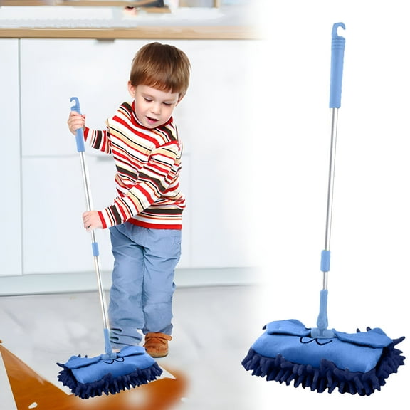 BESTSKY 2026 New Mini Chenille Mop Cute Cartoon Flat Dust Mop Detachable 360 Degree Rotation Extension-Type Children Role Play Mop Cleaner Toy for Toddlers