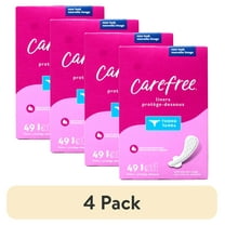 (4 pack) Carefree Thong Pantyliners with Wings, Regular, Unscented, 49 Count