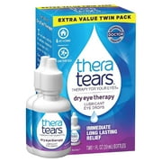TheraTears Dry Eye Therapy Lubricating Eye Drops for Dry Eyes, 1 fl oz bottle Twin Pack, (2 x 30mL Bottles)