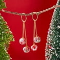 thumbnail image 5 of Red Green Pom Pom Ball Drop Dangle Earrings for Women Gold-Toned Christmas Double Round Statement Tassel Chain Dangling Hoop Earring Fashion Lightweight Funny Xmas Festival Huggie Hoops Jewelry, 5 of 6