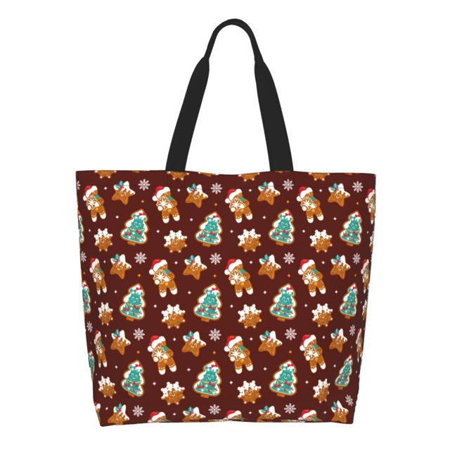 Easygdp Christmas Gingerbread Bolsas Tote para Mujer, Bolsos de Hombro para Viaje, Bolsos de Mano de Gran Capacidad para Compras y Trabajo