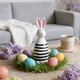 thumbnail image 4 of Figura de conejo de madera con rayas blancas y negras, 4 of 6