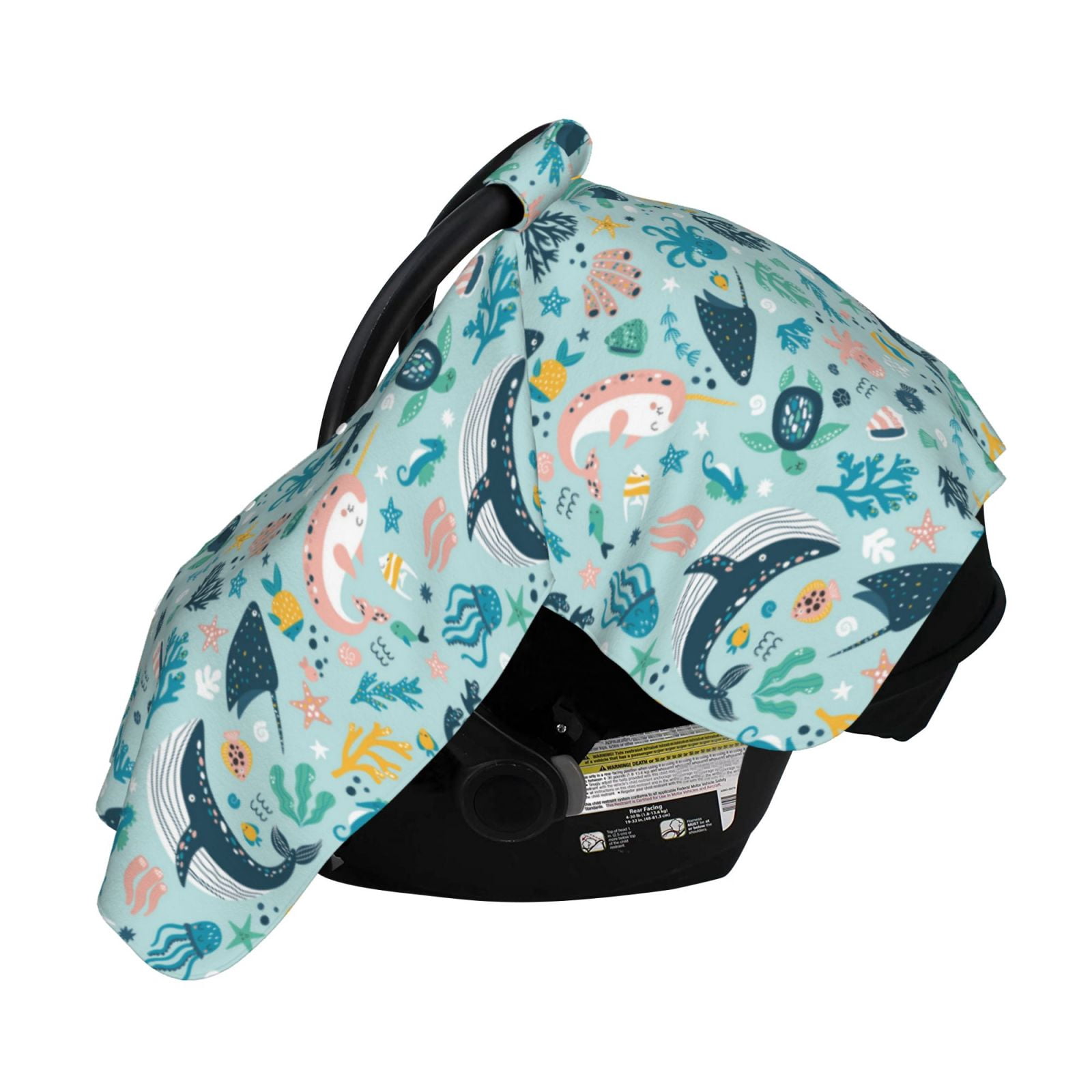 Naloa Sea Life Baby Car Seat Cover, Breathable Baby Carrier Cover, Multiuse Baby Carrier Cover & Nursing Breastfeeding Cover