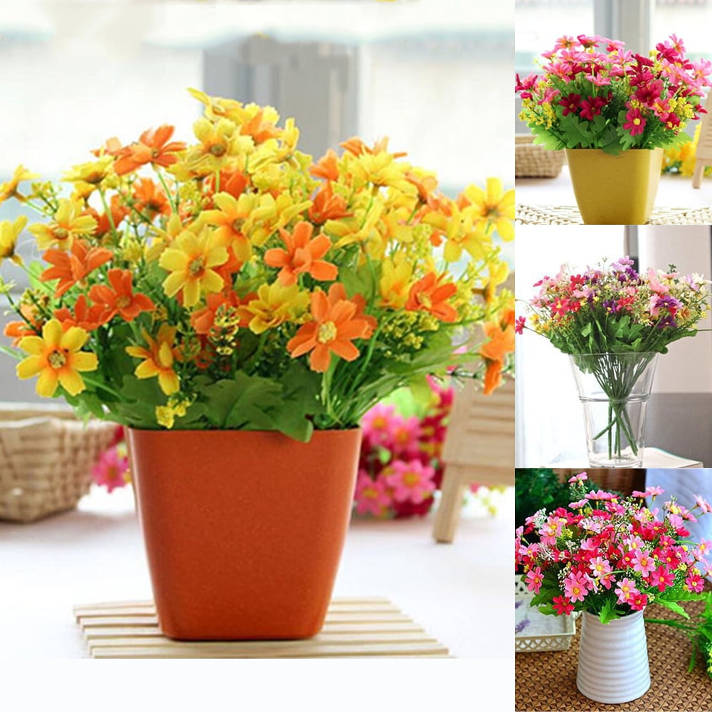 Lots Artificial Faux Silk Daisy Flower Bouquet Wedding Party Craft Home Decors` 