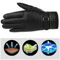 thumbnail image 3 of PU Leather Touchscreen Gloves Driving Gloves Winter Warm Keeping Wind Proof Water-proof Gloves for Women Girls (Black), 3 of 8