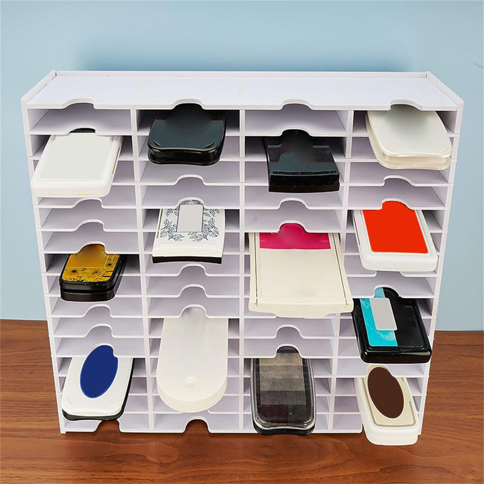 Multifunctional 18/36/51/60 Grids Inkpad Organizers for Craft Wall or Desk Storage with Stainless Steel Hook Designs