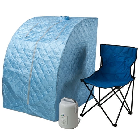 Durasage Lightweight Portable Personal Steam Sauna Spa For Weightloss Detox And Relaxation At Home Steam Generator And Chair Inlcuded Light Blue