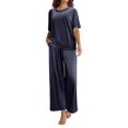 thumbnail image 5 of CQXIDFH Pajamas Set for Women Plus Size Sleepwear Set with Built-in Support Short Sleeve Top with Long Pants Loose Fit Pjs Lounge Set, 5 of 9