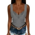 thumbnail image 2 of Gray Tshirts for Women's Summer V Neck Solid Color Sexy Lace Camisole Vest Womens Tank Tops, 2 of 5