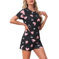 thumbnail image 4 of INSPIRE CHIC Women's Pajama Sets 2 Piece Short Sleeve Top and Shorts Loungewear Sleepwear with Pockets XL Hearts, 4 of 5