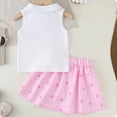 thumbnail image 4 of LIIPEE Girls Summer Outfits 2 Piece Set Kids Fashion Bow Decoration Solid Color Ribbed Sleeveless Tops Stripes Print Pleated Skirt Cute Comfortable Breathable Casual Wear,7 Years, 4 of 7