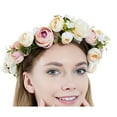 thumbnail image 3 of Adjustable Wedding Flower Crown,Simulation Flower Wreath Headband with Ribbon,Floral Garland Headpiece for Wedding Dress Accessories Photo Props Champagne, 3 of 7