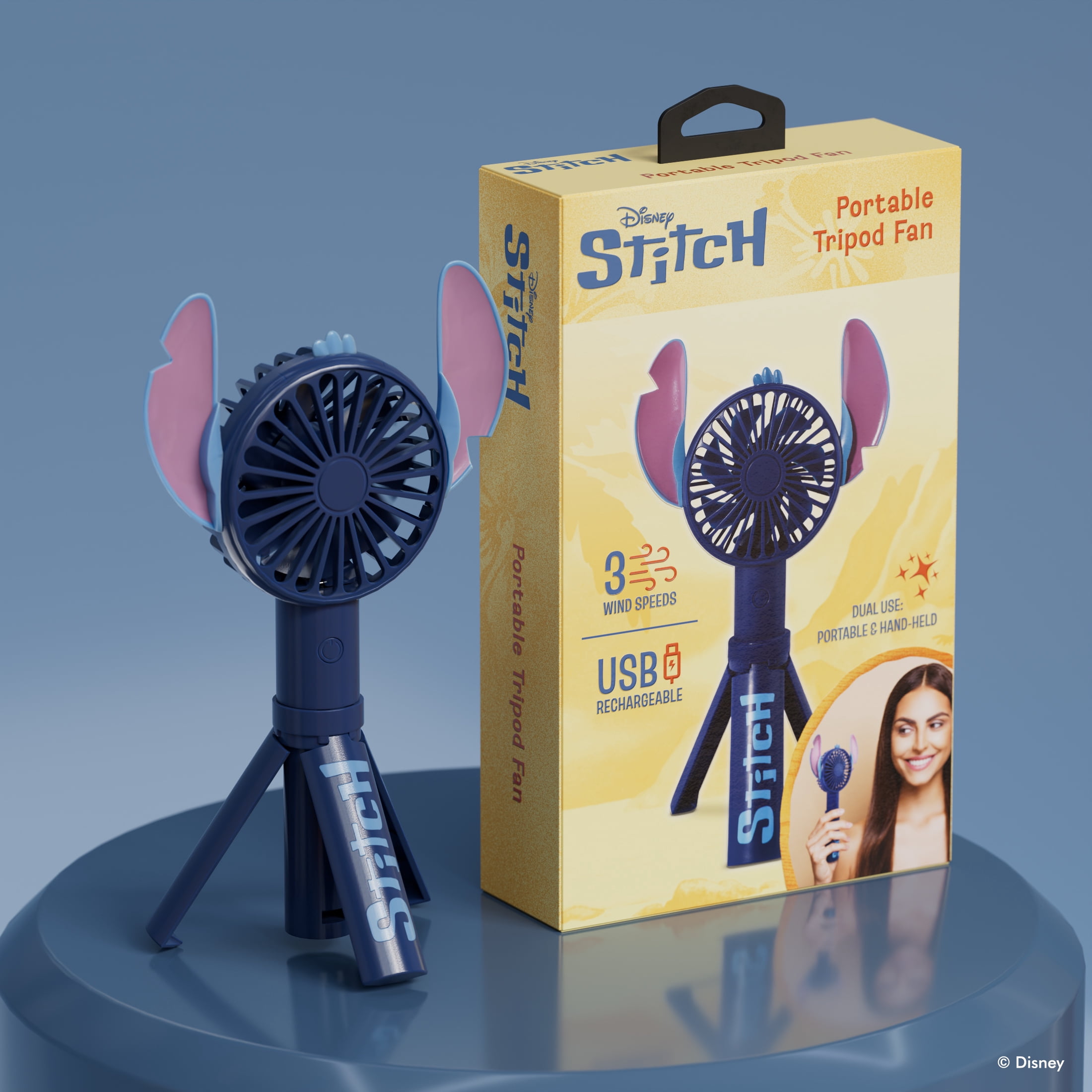 Disney Stitch Portable Tripod Handheld and Tabletop Desk Fan