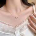 thumbnail image 1 of S925 Pure Silver Pearl Bow Necklace That Does not Fade, Women's Summer Collarbone Chain Accessory, 1 of 1