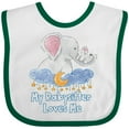 thumbnail image 3 of Inktastic My Babysitter Loves Me Cute Elephants Clouds Moon and Stars Boys or Girls Baby Bib, 3 of 4