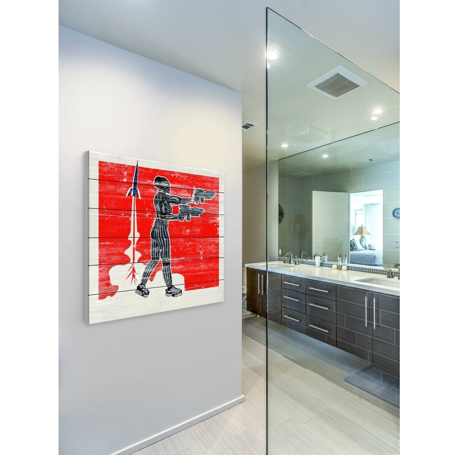 Guns Blazing Painting Print on White Wood