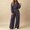 Dark Gray, variant on Women Solid Casual 2 Piece Outfit, Long Sleeve Hooded Sweatshirt & High Waist Wide Leg Pants Loose Lounge Tracksuit Set for Daily Wear Black XL(XL)
