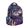 thumbnail image 7 of CHAQLIN Neon Wolf Music Print Side Pockets Laptop Bookbag for Back to School Casual, Waterproof Compartment Polyester Kids Backpack, 7 of 7
