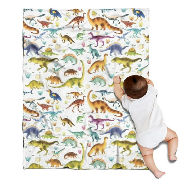 Colorful Dinosaurs Realistic Pattern Blanket,Comfortable Soft Lamb Wool Throw Blanket,All Season,Warm Lightweight Blankets for Sofa Bed Couch Living Room Chair,30"x40"