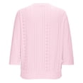 thumbnail image 4 of Women's V Neck 3/4 Sleeve Tops Casual T Shirts Basic Summer Tees Loose Fit Pullover Tunic Fashion Women's Comfortable Solid Color Soft Breathable Blouse Elastic Hem Waist-Cinching Blouses, 4 of 9