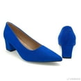 thumbnail image 7 of Women's Pointed Toe Pumps, 2 Inches Slip On Low Chunky Block Heels, Padded Latex Cushion, Blue, Size 8, 7 of 7