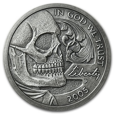 Replica Nickels - 1 oz Silver Antique Hobo Nickel Replica (Jefferson Skull)