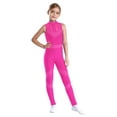 thumbnail image 7 of iiniim Kids Girls Shiny Full Body Unitard Rhinestone One Piece Leotard Sleeveless Gymnastics Dancewear Hot Pink 6, 7 of 7