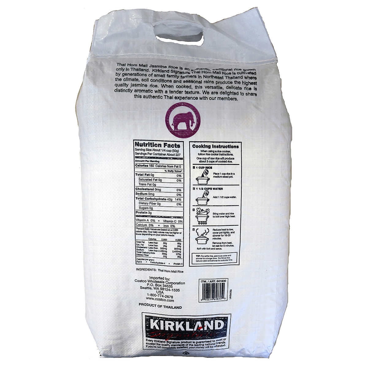 Kirkland Signature Thai Hom Mali Jasmine Rice 25 Pounds